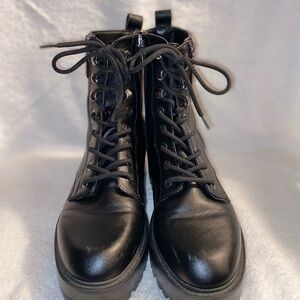 Boots Black Leather Combat Boots